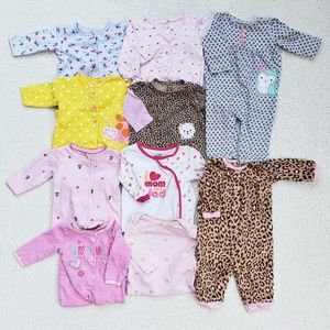 Baby Girl Pajamas 6 Months Lot of 10